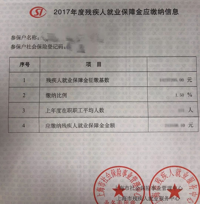 社保中心)联合向单位寄发《关于征收xxxx年度残疾人就业保障金的通知